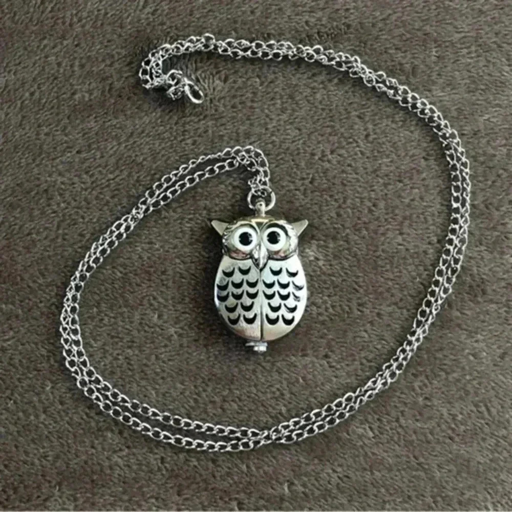 Owl Silver Pocket Watch and Chain NWT